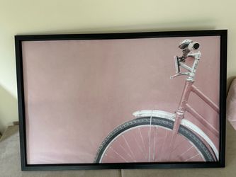 IKEA BJÖRKSTA Pink Bicycle Framed Canvas Wall Art