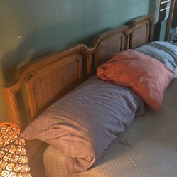 Light Brown Head Board With Matching Nightstands
