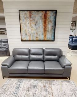 100% Top Grain Leather Sofa - Living Room Couch