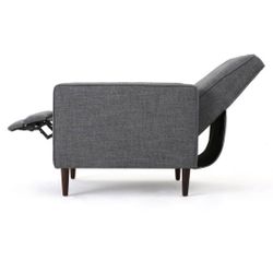 Mervynn Mid-Century Modern Button Back Gray Fabric Recliners (Set of 2)