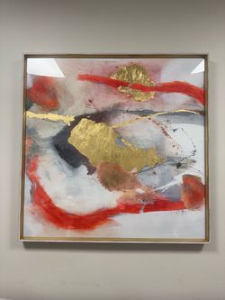 Large Contemporary Abstract Wall Art – Gold, Orange  & Neutral Tones
