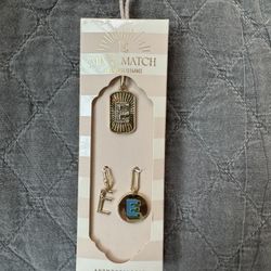 Anthropologie 3-in-1 Mixed Charm “E” Monogram Necklace NIB