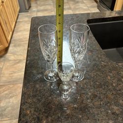 Vintage Cut Crystal Glass Champagne Flutes 