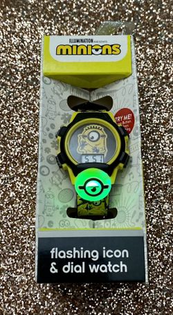 NEW Minions "Flashing Icon & Dial" LCD Watch. Illumination. Banana Yellow Unisex