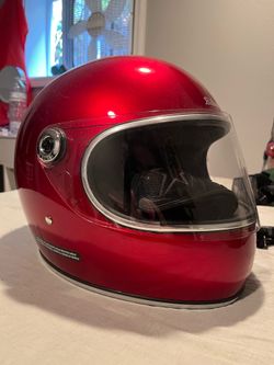 Red Biltwell Motorcycle helmet