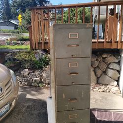Vtg Shaw-Walker Wood File Cabinet