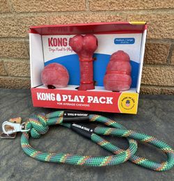 ALL NEW: Kong 3 Piece Dog Toys Gift Set & Arcadia Trail 4’ Long Paracord Leash With Locking Hasp