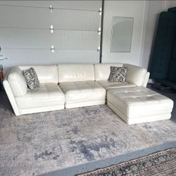 Modern Designer Italian White Leather Sectional