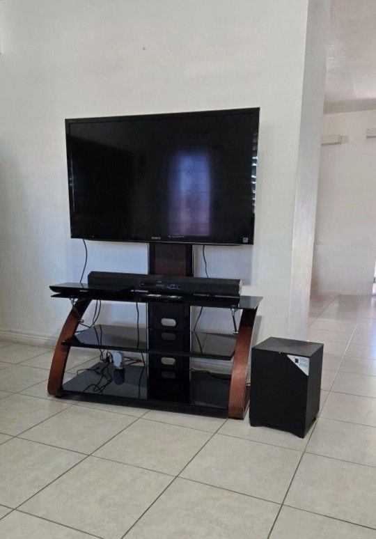 46" Sony Bravia TV with TV Stand, and Blu-ray Player Bundle