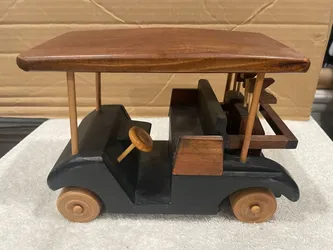 VINTAGE MINI HANDCRAFTED WOODEN GOLF CART