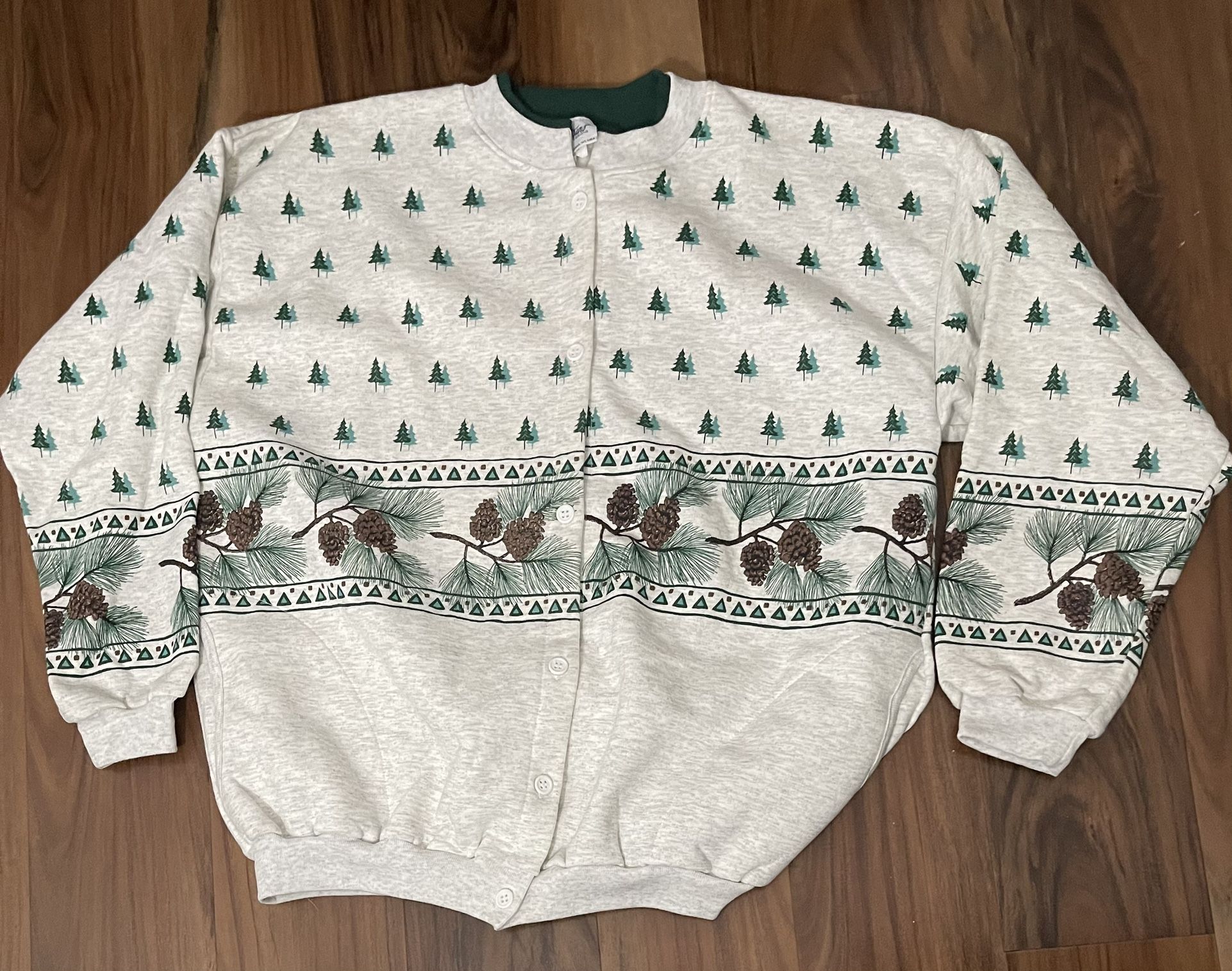 Vintage Christmas Tree and Artisans Designs XL Button-up Cardigan Sweatshirt