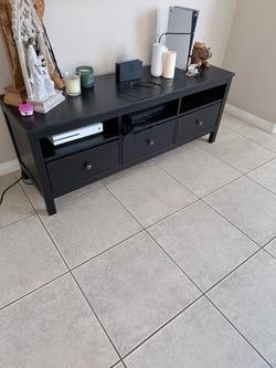 Black Wood TV Stand with Drawers
