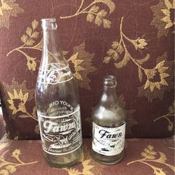 2 Antique Fawn Beverage Bottles, Elmira NY
