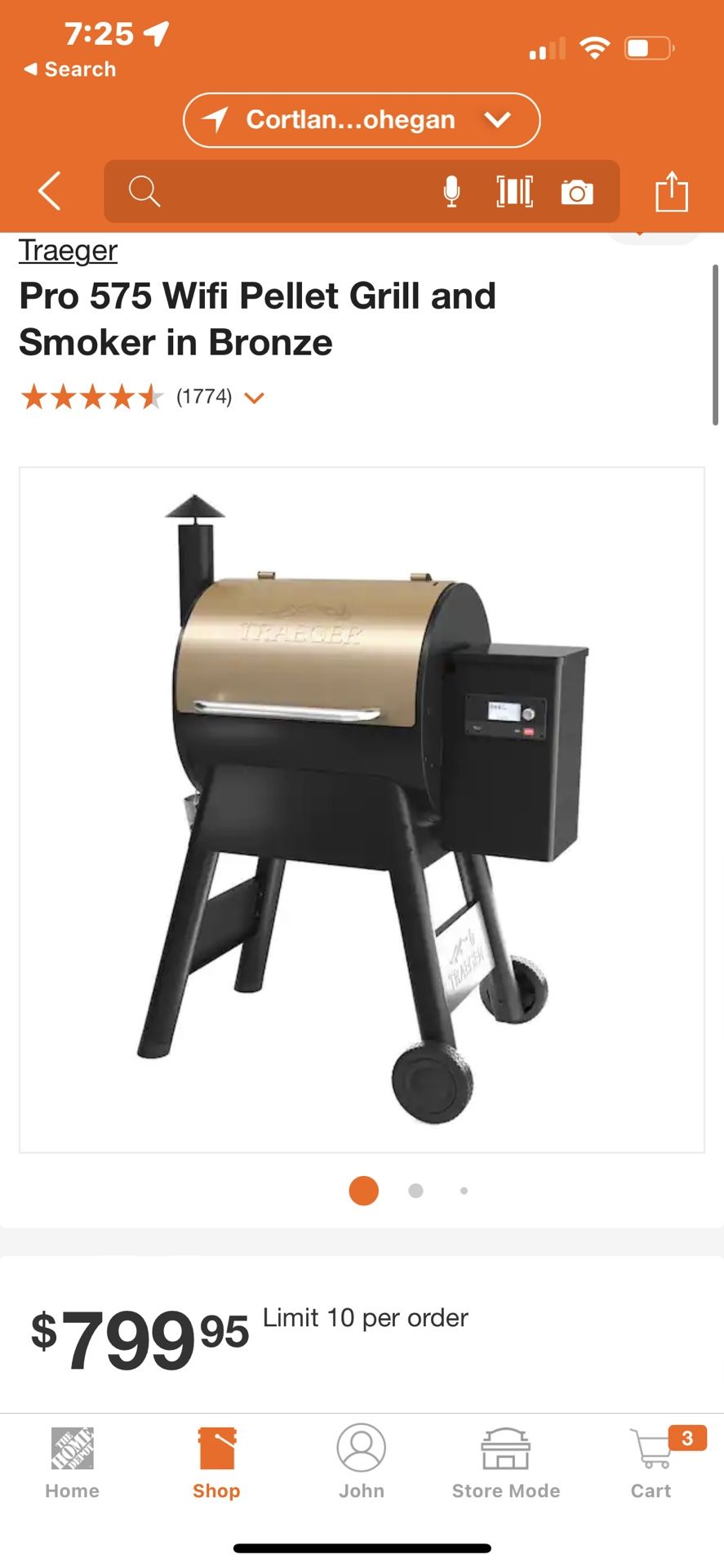 Traeger Pro 575 Wifi Pellet Grill and Smoker in Bronze