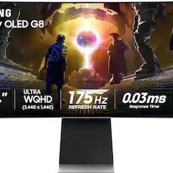 Samsung - 34" Odyssey OLED G8 Curved Ultra-WQHD 175Hz FreeSync Prem Pro and G-Sync Compatible Smart Glare