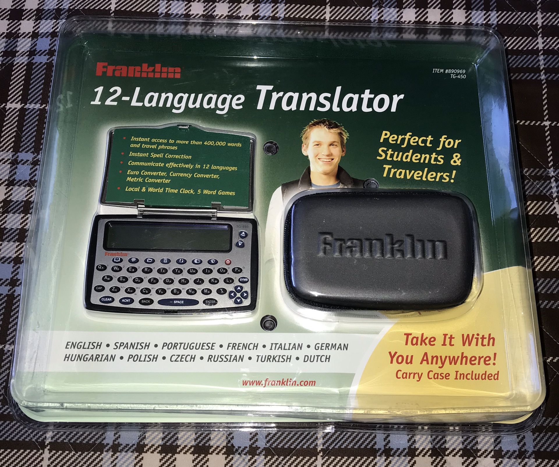 Franklin 12-Language Translator TG-450 w/ Carrying Case-New