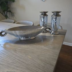 Dimond Crystal 2 Candle Holder With Fruit Bowl