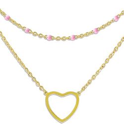 Gold Heart Pendant Necklace 14K Gold Heart Layered Choker