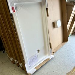 60”X32” Shower Pan Base in White with Right Hand Drain