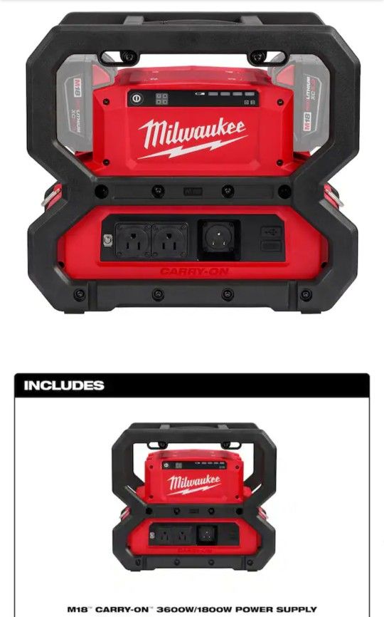 Milwaukee M18 18V Lithium-Ion Cordless 3600-Watt/1800-Watt Battery Powered Power Supply Inverter
