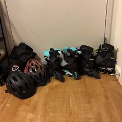 Inline Skating Gear Bundle – 2 Rollerblade Sets + Safety Gear