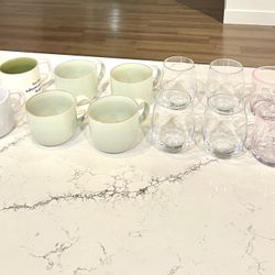 Coffee Mugs + Drinking Glasses Set (10 Pieces)