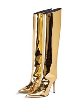 Arqa Metallic Boots for Women Pointed Toe High Stiletto Heel Knee Size 8.5