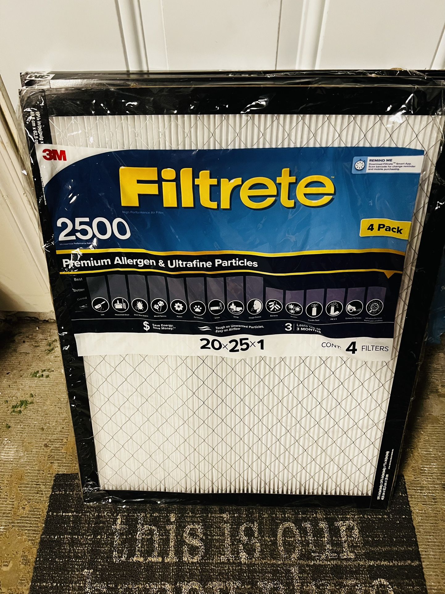 Three 20x25x1 HVAC Filter