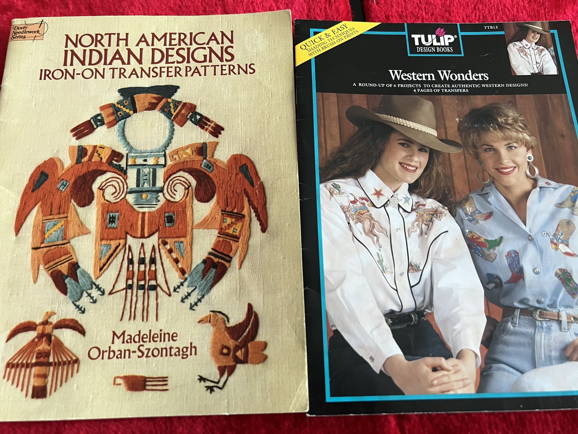 VTG 2 North American Indian Designs & Western Wonders Transfer Patterns Books