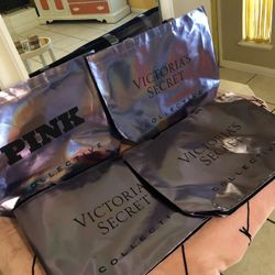 Victoria’s Secret Pink Holographic Reusable Tote Bags Brand New 