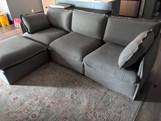Grey Modular Cloud Sofa with Ottoman