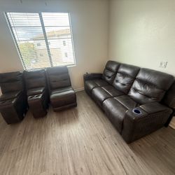 Reclining Sofa - Couch Leather 