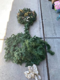 Christmas wreath and garland bow