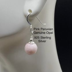 Pink Peruvian Genuine Faceted Opal .925 Sterling Silver Earrings