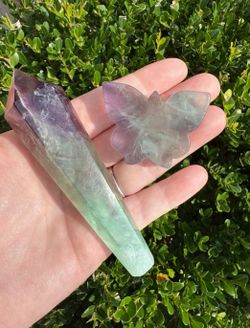 🦋 Crystals | Rainbow Fluorite Wand & Butterfly Set 🦋