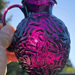 Vtg ~ Amethyst / Purple  Fused Glass Water Pitcher