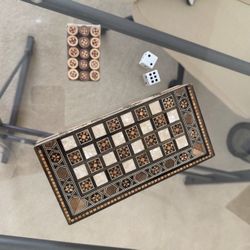 Mini Portable Backgammon mother of pearl mosaic