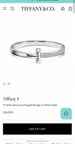 Tiffany T bracelet T1 Wide Diamond Hinged Bangle in White Gold