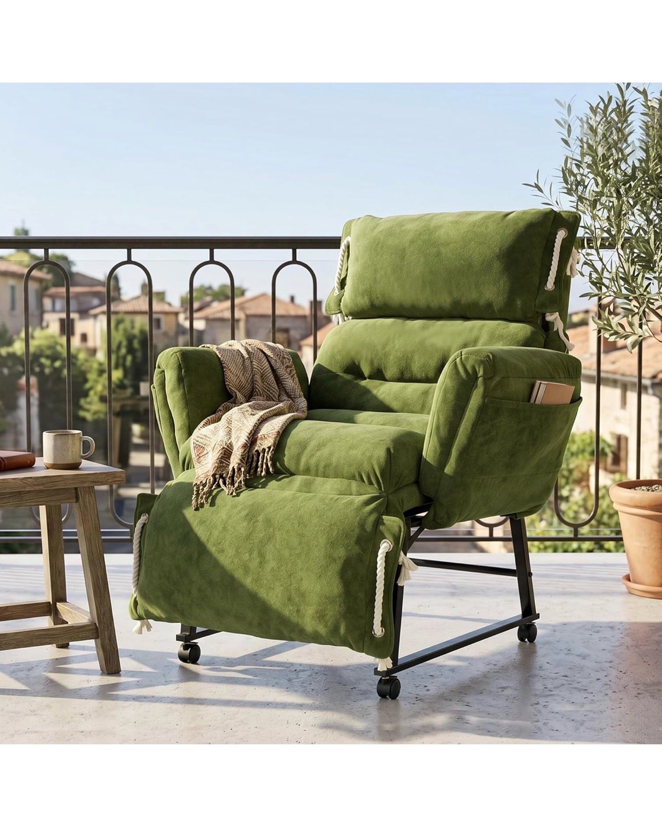 🔥Brand new🔥 Mid-Century Modern 2-in-1 Recliner Chair, 90°-180° Adjustable Swivel Chair with Footrest, Multi-Use Chair for Work or Relaxing, Ergonomi
