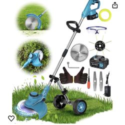 20000 RPM 12" Cordless Weed Wacker with 3 Types Blades, 21V 3000mAh 3-in-1 Weed Eater Battery