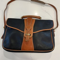 Dooney & Bourke Vintage Blue & Tan Leather Legal Brief Messenger 