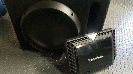 12" SUB SOLD/ AVAILABLE-. Rockford fosgate T500 amp like new also included a Picasso Nano amp like new.