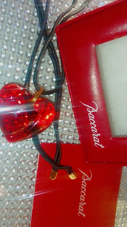 Authentic Baccarat Red Crystal Heart Necklace