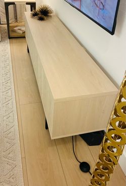 Low-Profile Light Wood TV Stand Console