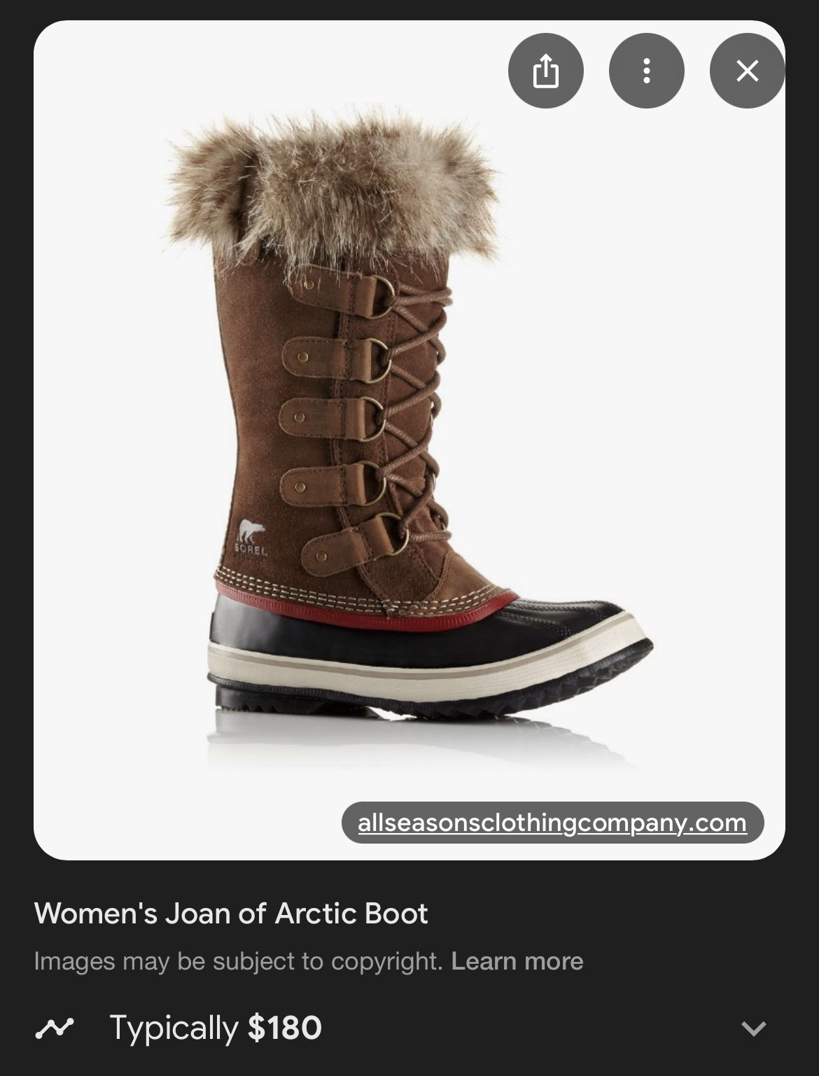Sorel Brown and Black Winter Boots with Fur Trim like new ( just tried) size 7.5