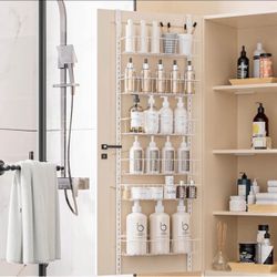 6 Tier Metal Adjustable Over the Door Cabinet Door Hanging Spice Pantry Rack Organizer New Condition