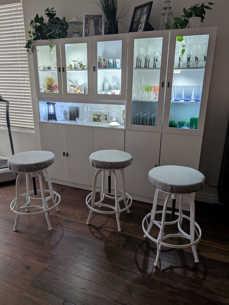 Set Of Three Cushioned Bar Stools