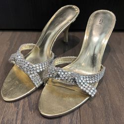Gold Bakers Cachet High Heel Shoes with Simulated Rhinestones NO MEETUPS