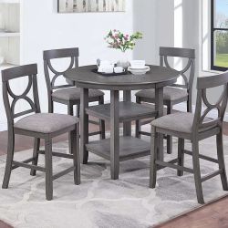 Brand New Grey 5pc Counter Height Dining Table Set 