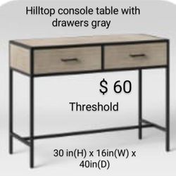 Brand New Hilltop Console Table With Drawers Gray